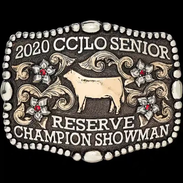 The Breckenridge Custom Belt Buckle is built on a Jeweler's Bronze matted by hand. Customize it with your own lettering and western figure, logo or ranch brand!